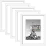 upsimples 8.5x11 Picture Frame Set of 5, Display Pictures 6x8 with Mat or 8.5x11 Without Mat, Wall Gallery Photo Frames, White