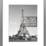 upsimples 12x16 Picture Frame, Display Pictures 8.5x11 with Mat or 12x16 Without Mat, Wall Hanging Photo Frame, Metallic Gray, 1 Pack