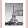 upsimples 11x14 Picture Frame, Display Pictures 8x10 with Mat or 11x14 Without Mat, Wall Hanging Photo Frame, Pink, 1 Pack