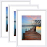 Sindcom 16x20 Poster Frame 3 Pack, Picture Frames with Detachable Mat for 11x14 Prints, Horizontal and Vertical Hanging Hooks for Wall Mounting, White Photo Frame for Gallery Home Décor