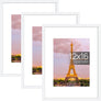 upsimples 12x16 Picture Frame Set of 3, Made of High Definition Glass for 8.5x11 with Mat or 12x16 Without Mat, Wall Mounting Photo Frames, White
