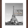 upsimples 11x14 Picture Frame, Display Pictures 8x10 with Mat or 11x14 Without Mat, Wall Hanging Photo Frame, Brown, 1 Pack