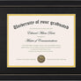 upsimples 11x14 Diploma Frame with High Definition Glass, Display 8.5x11 Certificate with Black over Gold Mat, Degree Document Frame for Wall and Tabletop, Black with Gold Beads, 1 Pack