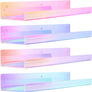 upsimples Iridescent Acrylic Shelves for Wall Storage, 15" Acrylic Floating Shelves, Kids Bookshelf, Nail Polish Holder, Perfume Display Wall Shelves for Bedroom, Living Room, Bathroom, Set of 4