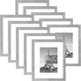 upsimples 8x10 Picture Frame Set of 10,Display Pictures 5x7 with Mat or 8x10 Without Mat, Multi Photo Frames Collage for Wall or Tabletop Display, Gray