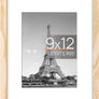 upsimples 9x12 Picture Frame, Display Pictures 6x8 with Mat or 9x12 Without Mat, Wall Hanging Photo Frame, Natural, 1 Pack