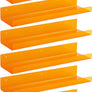 upsimples Clear Orange Acrylic Shelves for Wall Storage, 15" Acrylic Floating Shelves Wall Mounted, Kids Bookshelf, Display Ledge Wall Shelves for Bedroom, Living Room, Bathroom, Set of 6