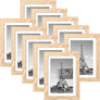 upsimples 5x7 Picture Frame Set of 10, Display Pictures 4x6 with Mat or 5x7 Without Mat, Multi Photo Frames Collage for Wall or Tabletop Display, Natural