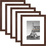 upsimples 8x10 Picture Frame Set of 5, Display Pictures 5x7 with Mat or 8x10 Without Mat, Wall Gallery Photo Frames, Brown