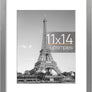 upsimples 11x14 Picture Frame, Display Pictures 8x10 with Mat or 11x14 Without Mat, Wall Hanging Photo Frame, Metallic Gray, 1 Pack