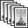 upsimples 11x17 Picture Frame Set of 5,Display Pictures 9x15 with Mat or 11x17 Without Mat,Wall Gallery Photo Frames,Black