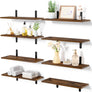upsimples Floating Shelves for Wall Decor Storage, Dark Brown Wall Mounted Shelves Set of 8, Sturdy Small Wood Shelves Hanging for Bedroom, Living Room, Bathroom, Kitchen, Corner, Book