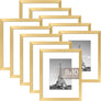 upsimples 8x10 Picture Frame Set of 10,Display Pictures 5x7 with Mat or 8x10 Without Mat,Multi Photo Frames Collage for Wall or Tabletop Display,Gold