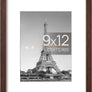 upsimples 9x12 Picture Frame, Display Pictures 6x8 with Mat or 9x12 Without Mat, Wall Hanging Photo Frame, Brown, 1 Pack