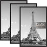 upsimples 12x18 Frame Black 3 Pack, Poster Frames 12 x 18 for Horizontal or Vertical Wall Mounting, Scratch-Proof Wall Gallery Photo Frame