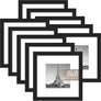upsimples 8x8 Picture Frame Set of 10, Display Pictures 5x5 with Mat or 8x10 Without, Multi Photo Frames Collage for Wall or Tabletop Display, Black