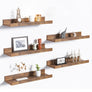 Floating Shelves, Upsimples Home Wood Shelf Wall Mounted, Set of 5, Brown