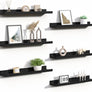 upsimples Floating Shelves for Wall, Wall Shelves for Decor Storage Set of 6, Wall Mounted Wood Shelf for Bedroom, Living Room, Bathroom, Kitchen, 23.6 inch Long Picture Ledge Shelf, Black