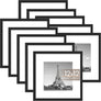 upsimples 12x12 Picture Frame Set of 10, Display Pictures 8x8 with Mat or 12x12 Without, Multi Photo Frames Collage for Wall or Tabletop Display, Black