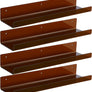 upsimples Clear Brown Acrylic Shelves for Wall Storage, 15" Acrylic Floating Shelves Wall Mounted, Kids Bookshelf, Display Ledge Wall Shelves for Bedroom, Living Room, Bathroom, Set of 4