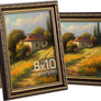 upsimples 8x10 Picture Frame with Real Glass, 2 Pack Ornate Vintage Picture Frames for Wall or Tabletop Display, Gold and Brown 8 x 10 Photo Frame for Wall Décor