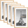 upsimples 11x17 Picture Frame Set of 5, Display Pictures 9x15 with Mat or 11x17 Without Mat, Wall Gallery Photo Frames, Natural