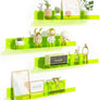 upsimples Fluorescent Green Clear Acrylic Shelves for Wall Storage, 15" Acrylic Floating Shelves Wall Mounted, Kids Bookshelf, Display Ledge Wall Shelves for Bedroom, Living Room, Bathroom, Set of 4