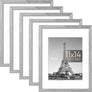 upsimples 11x14 Picture Frame Set of 5, Display Pictures 8x10 with Mat or 11x14 Without Mat, Wall Gallery Photo Frames, Gray