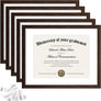 upsimples 11x14 Diploma Frame with Mat for 8.5x11 Certificate Document Frame with High Definition Glass,5 Pack Picture Frames for Wall and Tabletop, Brown