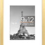 upsimples 9x12 Picture Frame, Display Pictures 6x8 with Mat or 9x12 Without Mat, Wall Hanging Photo Frame, Gold, 1 Pack