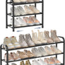 ENJOYBASICS Expandable Shoe Rack, 3 Tier Adjustable Shoe Organizer Shelf for Closet, Black Metal Free Standing Shoe Rack Storage for Small Space, Entryway