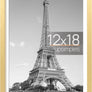 upsimples 12x18 Picture Frame, Display Pictures 11x17 with Mat or 12x18 Without Mat, Wall Hanging Photo Frame, Gold, 1 Pack