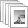 upsimples 16x20 Picture Frame Set of 5, Display Pictures 11x14 with Mat or 16x20 Without Mat, Wall Gallery Poster Frames, Gray
