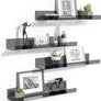 upsimples Clear Black Acrylic Shelves for Wall Storage, 15" Acrylic Floating Shelves Wall Mounted, Kids Bookshelf, Display Ledge Wall Shelves for Bedroom, Living Room, Bathroom, Set of 4