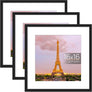 upsimples 16x16 Picture Frame Set of 3,Display Pictures 12x12 with Mat or 16x16 Without Mat,Multi Photo Frames Collage for Wall, Black