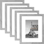 upsimples 8x10 Picture Frame Set of 5, Display Pictures 5x7 with Mat or 8x10 Without Mat, Wall Gallery Photo Frames, Gray