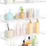 upsimples Clear Acrylic Shelves for Wall Storage, 15" Acrylic Floating Shelves Wall Mounted, Kids Bookshelf, Display Ledge Wall Shelves for Bedroom, Living Room, Bathroom, Kitchen, Set of 4