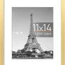 upsimples 11x14 Picture Frame, Display Pictures 8x10 with Mat or 11x14 Without Mat, Wall Hanging Photo Frame, Gold, 1 Pack