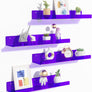 upsimples Clear Purple Acrylic Shelves for Wall Storage, 15" Acrylic Floating Shelves Wall Mounted, Kids Bookshelf, Display Ledge Wall Shelves for Bedroom, Living Room, Bathroom, Set of 4