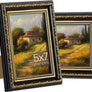 upsimples 5x7 Picture Frame with Real Glass, 2 Pack Ornate Vintage Picture Frames for Wall or Tabletop Display, Gold and Black 5 x 7 Photo Frame for Wall Décor