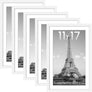 upsimples 11x17 Picture Frame Set of 5,Display Pictures 9x15 with Mat or 11x17 Without Mat,Wall Gallery Photo Frames,White