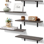 upsimples Floating Shelves for Wall Decor Storage, Wall Mounted Shelves Set of 5, Sturdy Small Wood Shelves with Metal Brackets Hanging for Bedroom, Living Room, Bathroom, Kitchen, Book, Gray