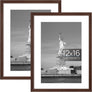 ENJOYBASICS 12x16 Picture Frame, Display Poster 9x12 with Mat or 12 x 16 Without Mat, Wall Gallery Photo Frames, Brown, 2 Pack