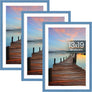 Sindcom 13x19 Picture Frame 3 Pack, Blue Wall Decor Poster Frames with Detachable Mat for 11x17 Prints, Horizontal and Vertical Hanging Hooks for Wall Mounting, Blue Photo Frame for Gallery Home Room Bathroom Décor