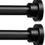ENJOYBASICS 2 Pack Adjustable Spring Tension Curtain Rods 32 to 66 Inches, Stainless Steel Matte Black Shower Rod No Drilling for Window, Bathroom, Closet, Room Divider, 7/8" Diameter