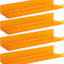 upsimples Clear Orange Acrylic Shelves for Wall Storage, 15" Acrylic Floating Shelves Wall Mounted, Kids Bookshelf, Display Ledge Wall Shelves for Bedroom, Living Room, Bathroom, Set of 4