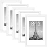upsimples 8x12 Picture Frame Set of 5,Display Pictures 6x8 with Mat or 8x12 Without Mat,Wall Gallery Photo Frames, White