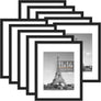 upsimples 11x14 Picture Frame Set of 10, 8x10 with Mat or 11x14 Without Mat, Multi Photo Frames Collage for Wall or Tabletop Display, Black