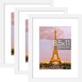 upsimples 8.5x11 Picture Frame Set of 3, Made of High Definition Glass for 6x8 with Mat or 8.5x11 Without Mat, Wall Mounting Photo Frames, White