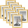 upsimples 5x7 Picture Frame Set of 10,Display Pictures 4x6 with Mat or 5x7 Without Mat,Multi Photo Frames Collage for Wall or Tabletop Display,Gold